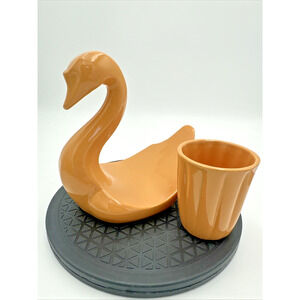 VTG MCM Vohann Of California Swan Towel Holder And Cup